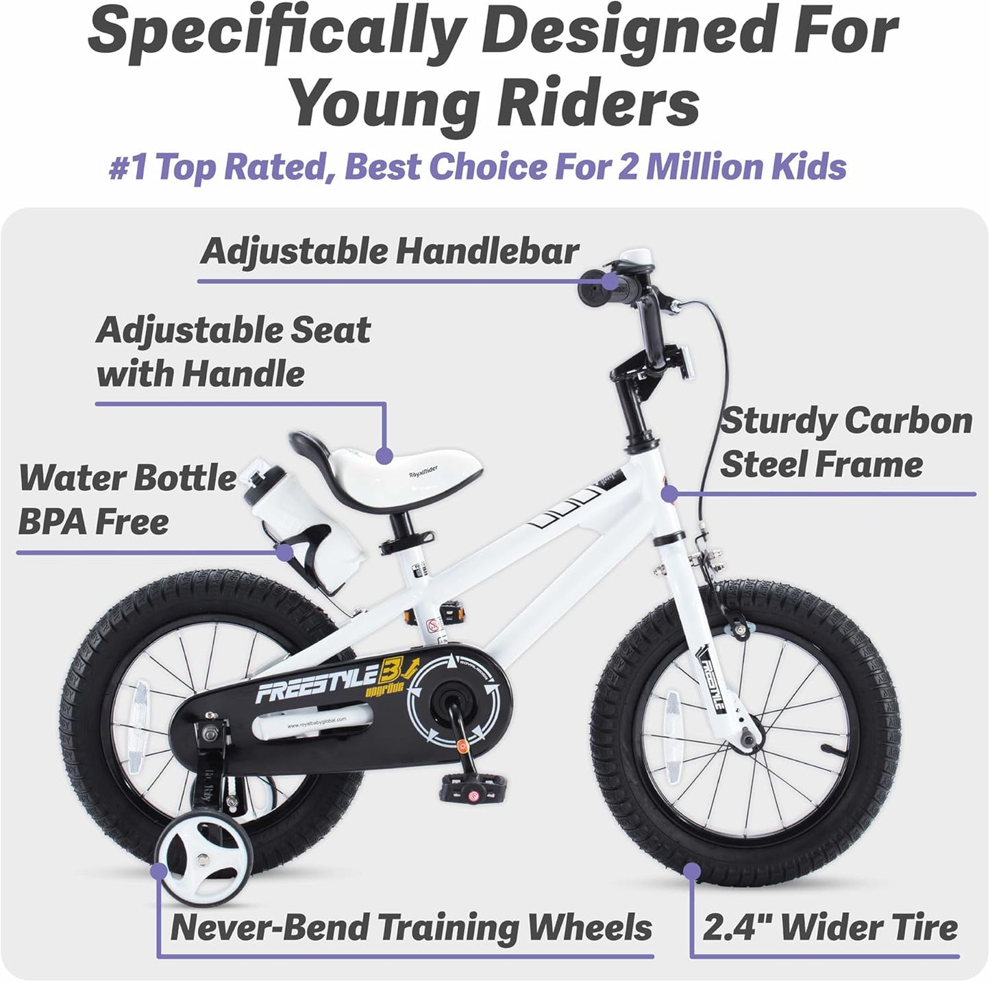 EZ & Freestyle Kids Bike - 2-in-1 Pedal Balance Training Bicycle for Toddlers to Big Kids (12-18 Inch)