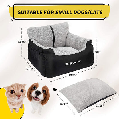 Ultimate Dog Car Seat for Small Dogs - Detachable, Washable, and Portable Booster Seat with Storage Pockets & Clip-On Leash, Perfect for Pets Under 25 Lbs!