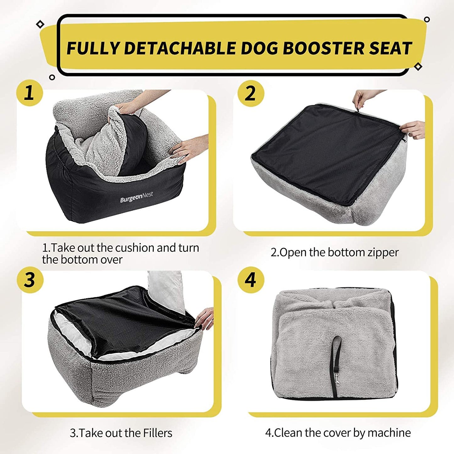 Ultimate Dog Car Seat for Small Dogs - Detachable, Washable, and Portable Booster Seat with Storage Pockets & Clip-On Leash, Perfect for Pets Under 25 Lbs!