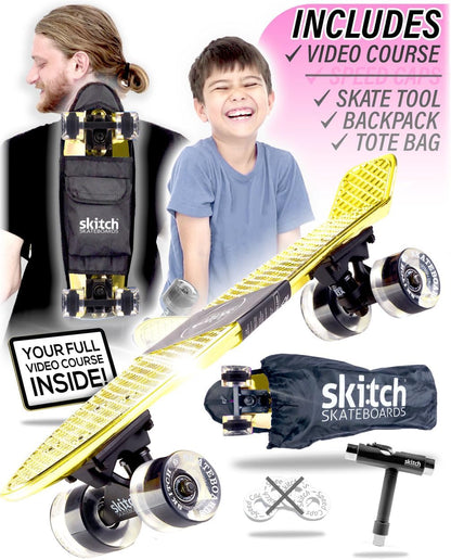 Ultimate Skateboard Gift Set for All Ages | Complete Package with Mini Cruiser, Backpack, Video Course, Speed Control & Skate Tool