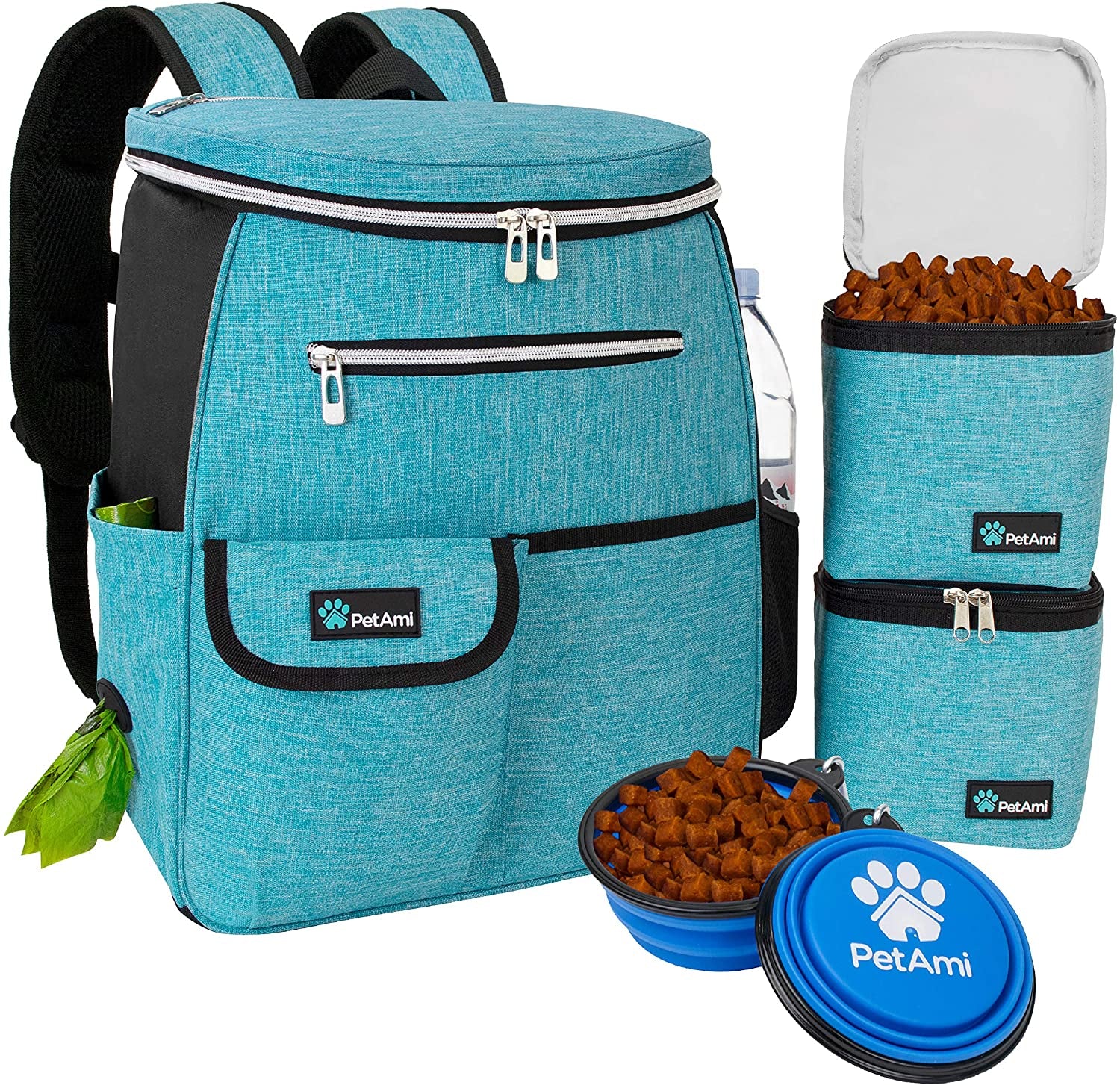 Airline Approved Dog Travel Backpack - Ultimate Pet Camping & Hiking Essentials with Food Container, Collapsible Bowls, and Diaper Bag - Perfect Gift for Dog Moms in Pink