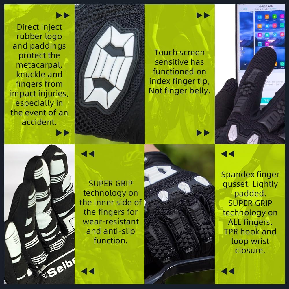 Unisex Full Finger Touch Recognition Gloves for BMX, MX, ATV, MTB, and Motocross - Perfect for Off-Road and Road Racing!