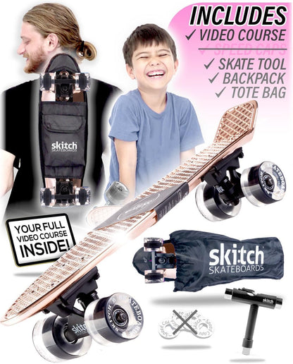 Ultimate Skateboard Gift Set for All Ages | Complete Package with Mini Cruiser, Backpack, Video Course, Speed Control & Skate Tool