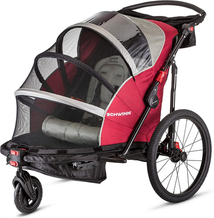 Joyrider Echo & Trailblazer Child Bike Trailer - Versatile Single/Double Seat Carrier with Canopy, Bug Screen, Weather Shield, and Air-Filled Tires