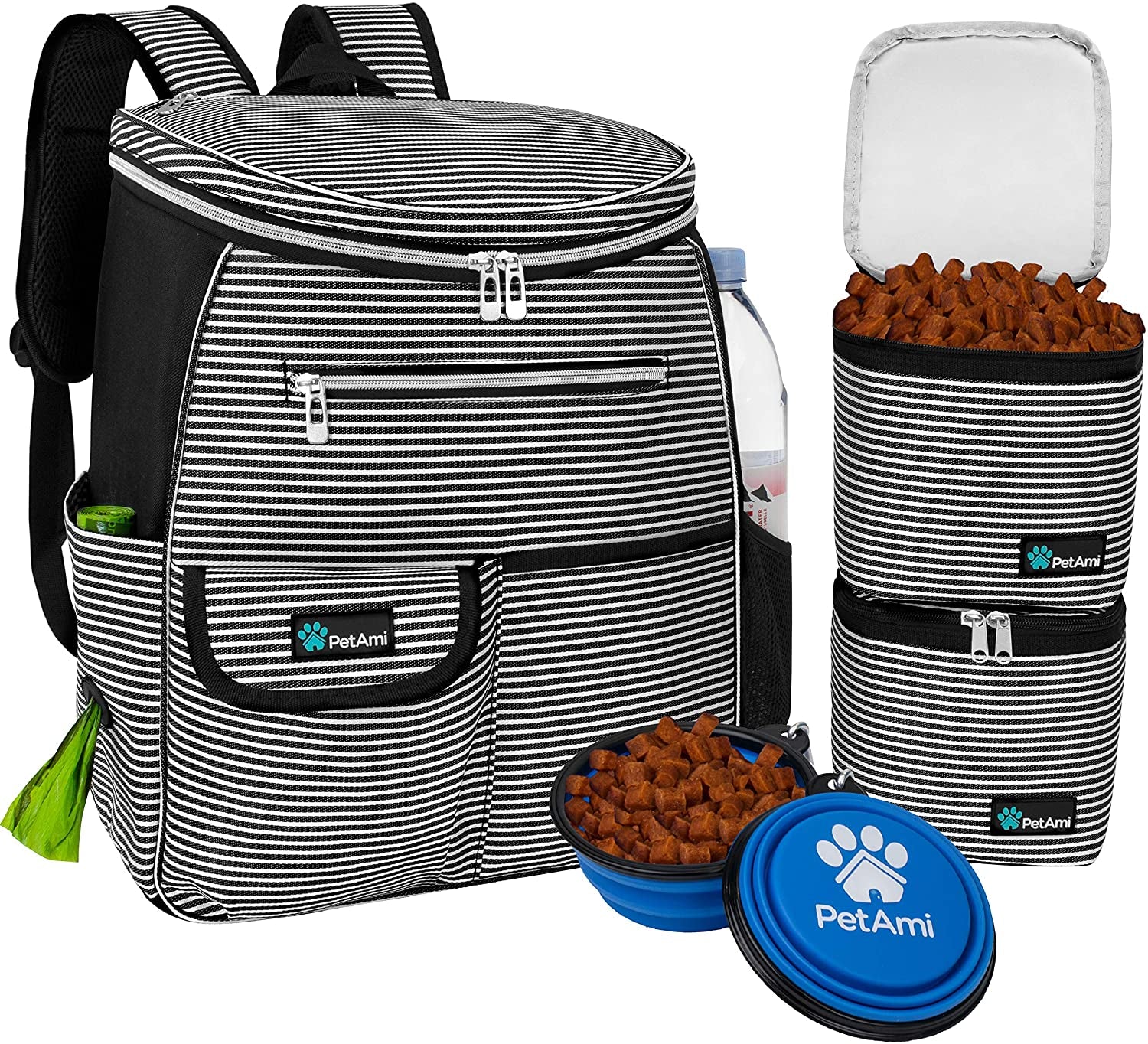 Airline Approved Dog Travel Backpack - Ultimate Pet Camping & Hiking Essentials with Food Container, Collapsible Bowls, and Diaper Bag - Perfect Gift for Dog Moms in Pink