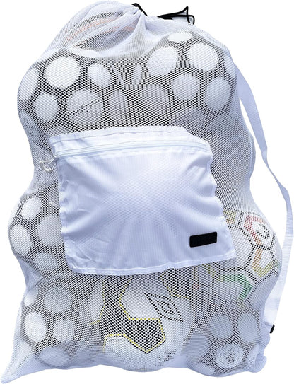 Ultimate Extra Large Heavy Duty Mesh Bag for Sports Gear - Perfect for Soccer Balls, Water Sports, Beach Essentials & Swimming Equipment - Features Adjustable Shoulder Strap & Secure Side Pocket