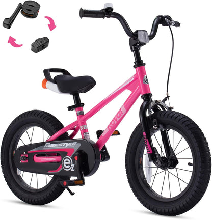 EZ & Freestyle Kids Bike - 2-in-1 Pedal Balance Training Bicycle for Toddlers to Big Kids (12-18 Inch)