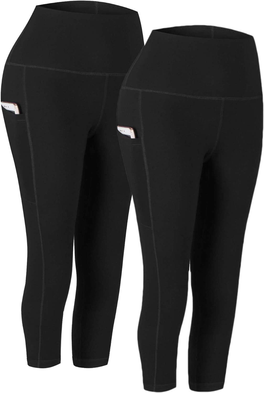 Ultimate Comfort 2-Pack High Waist Yoga Pants with Pockets - Tummy Control & 4-Way Stretch Leggings for Workouts and Running