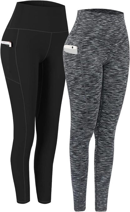 Ultimate Comfort 2-Pack High Waist Yoga Pants with Pockets - Tummy Control & 4-Way Stretch Leggings for Workouts and Running