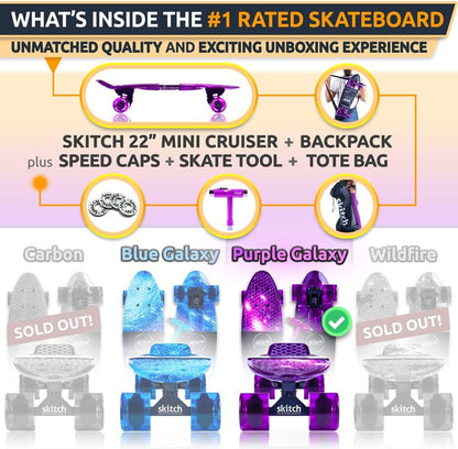 Ultimate Skateboard Gift Set for All Ages | Complete Package with Mini Cruiser, Backpack, Video Course, Speed Control & Skate Tool