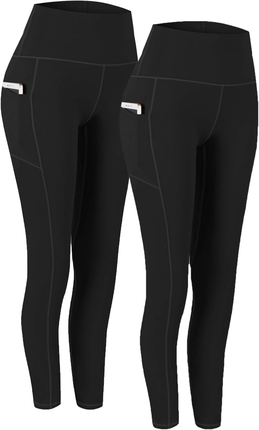 Ultimate Comfort 2-Pack High Waist Yoga Pants with Pockets - Tummy Control & 4-Way Stretch Leggings for Workouts and Running