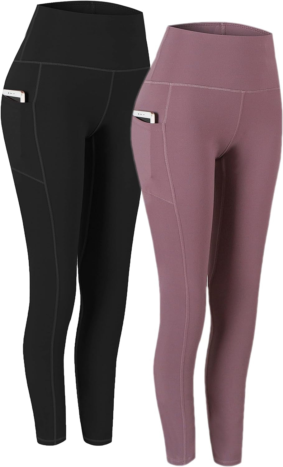 Ultimate Comfort 2-Pack High Waist Yoga Pants with Pockets - Tummy Control & 4-Way Stretch Leggings for Workouts and Running