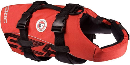 DFD Dog Life Jacket - Adjustable Swimming Safety Vest with Reflective Trim & Durable Grab Handle - 50% More Flotation Material - X-Small, Red