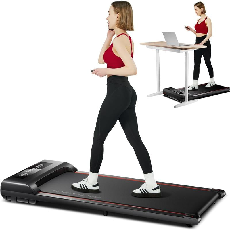 RHYTHM FUN Portable Under Desk Walking Pad Treadmill - Quiet, Remote Control, 3 LED Display, Perfect for Home & Office (5 Year Warranty)