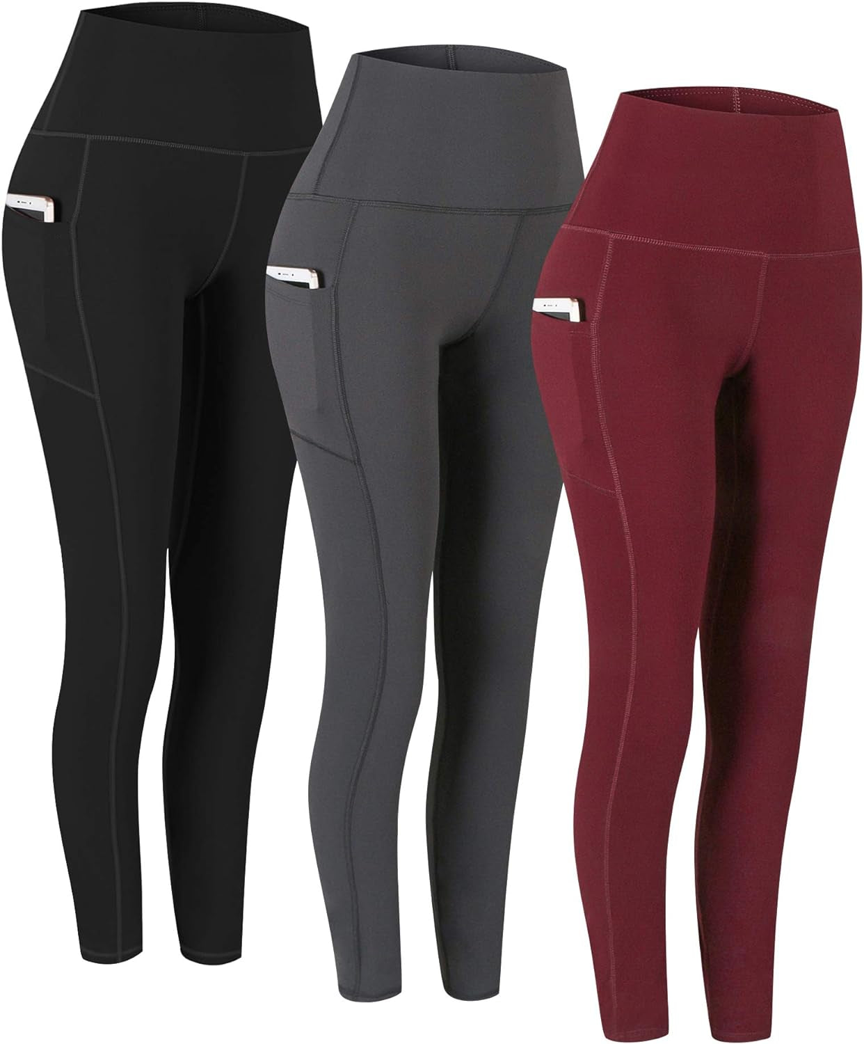 Ultimate Comfort 2-Pack High Waist Yoga Pants with Pockets - Tummy Control & 4-Way Stretch Leggings for Workouts and Running