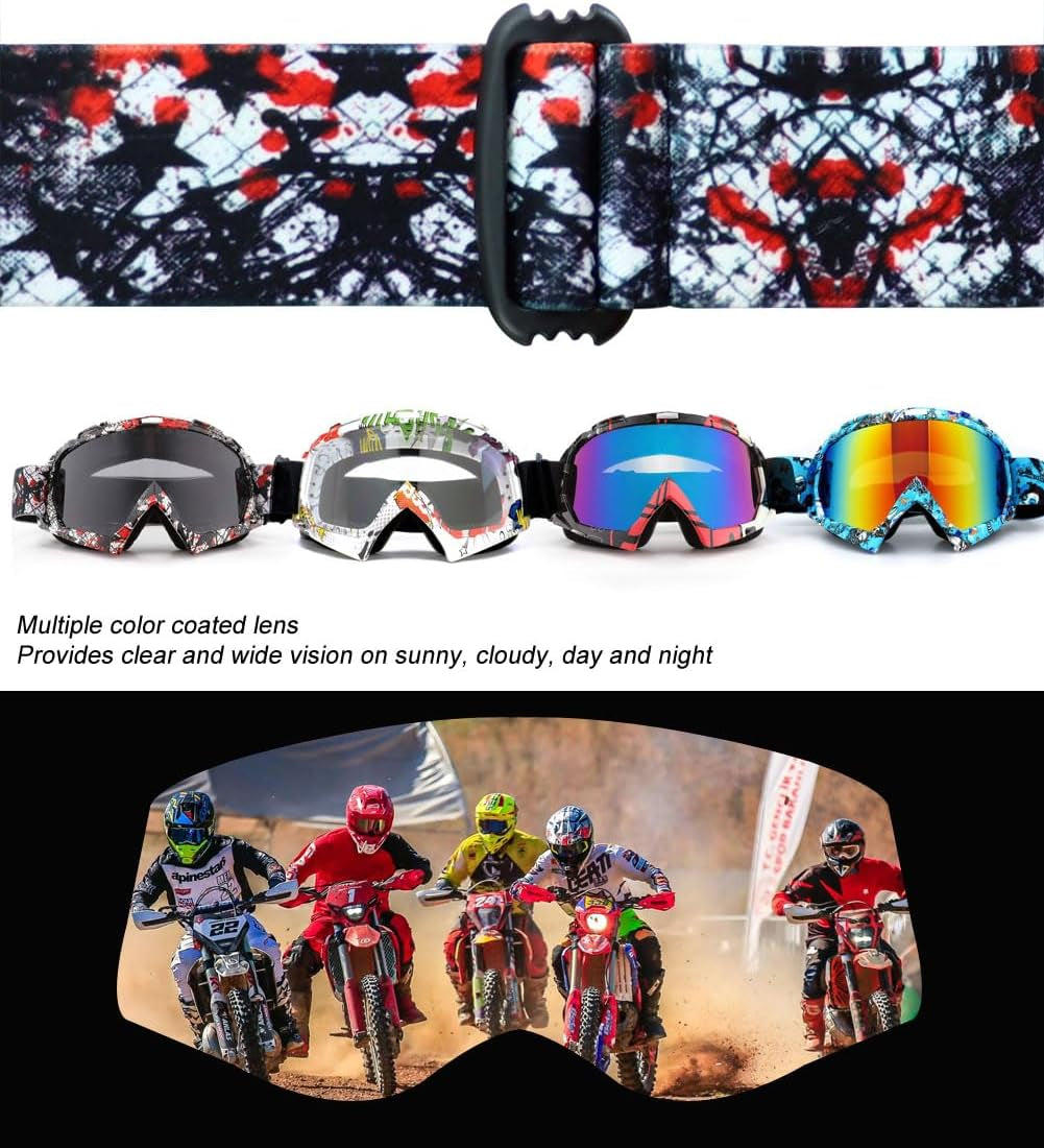 UV400 Dirt Bike & ATV Goggles - Windproof, Dustproof Motorcycle Goggles for Men, Women & Youth - Perfect for Motocross Riding!