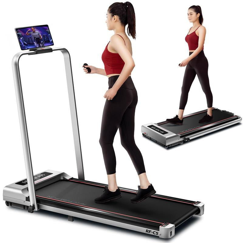 RHYTHM FUN Portable Under Desk Walking Pad Treadmill - Quiet, Remote Control, 3 LED Display, Perfect for Home & Office (5 Year Warranty)