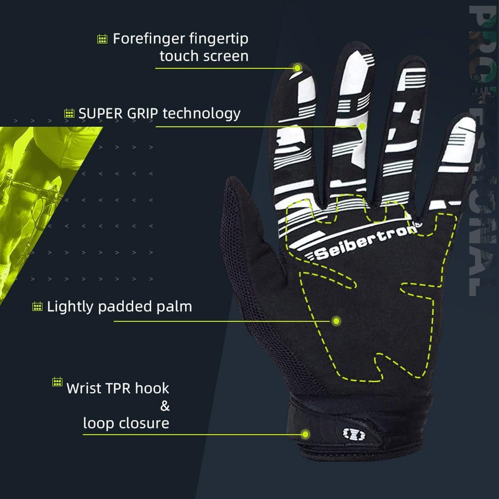 Unisex Full Finger Touch Recognition Gloves for BMX, MX, ATV, MTB, and Motocross - Perfect for Off-Road and Road Racing!