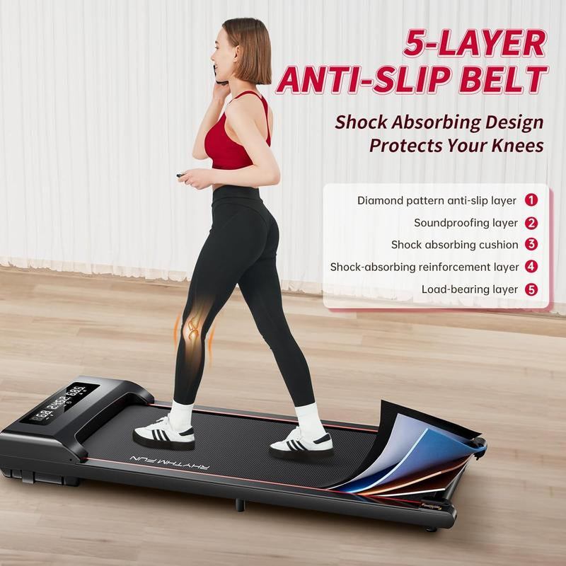 RHYTHM FUN Portable Under Desk Walking Pad Treadmill - Quiet, Remote Control, 3 LED Display, Perfect for Home & Office (5 Year Warranty)