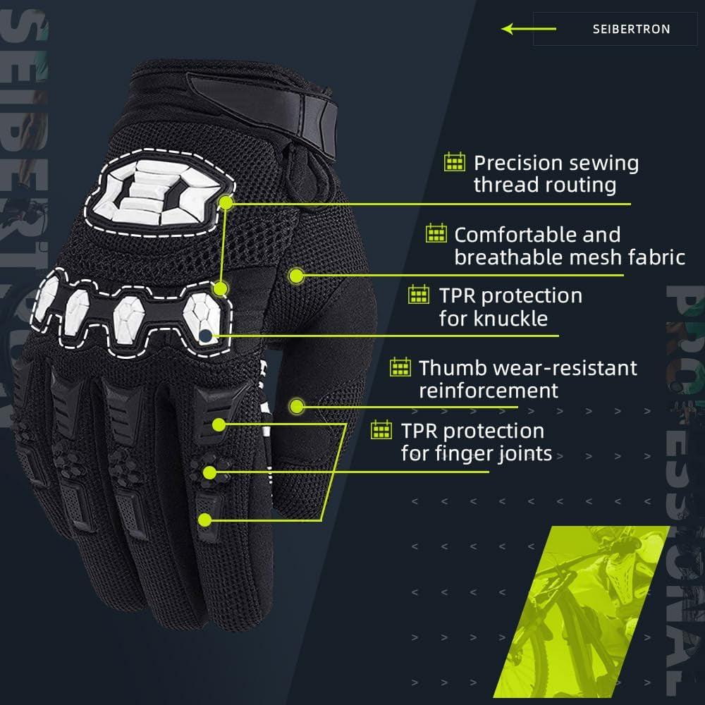 Unisex Full Finger Touch Recognition Gloves for BMX, MX, ATV, MTB, and Motocross - Perfect for Off-Road and Road Racing!