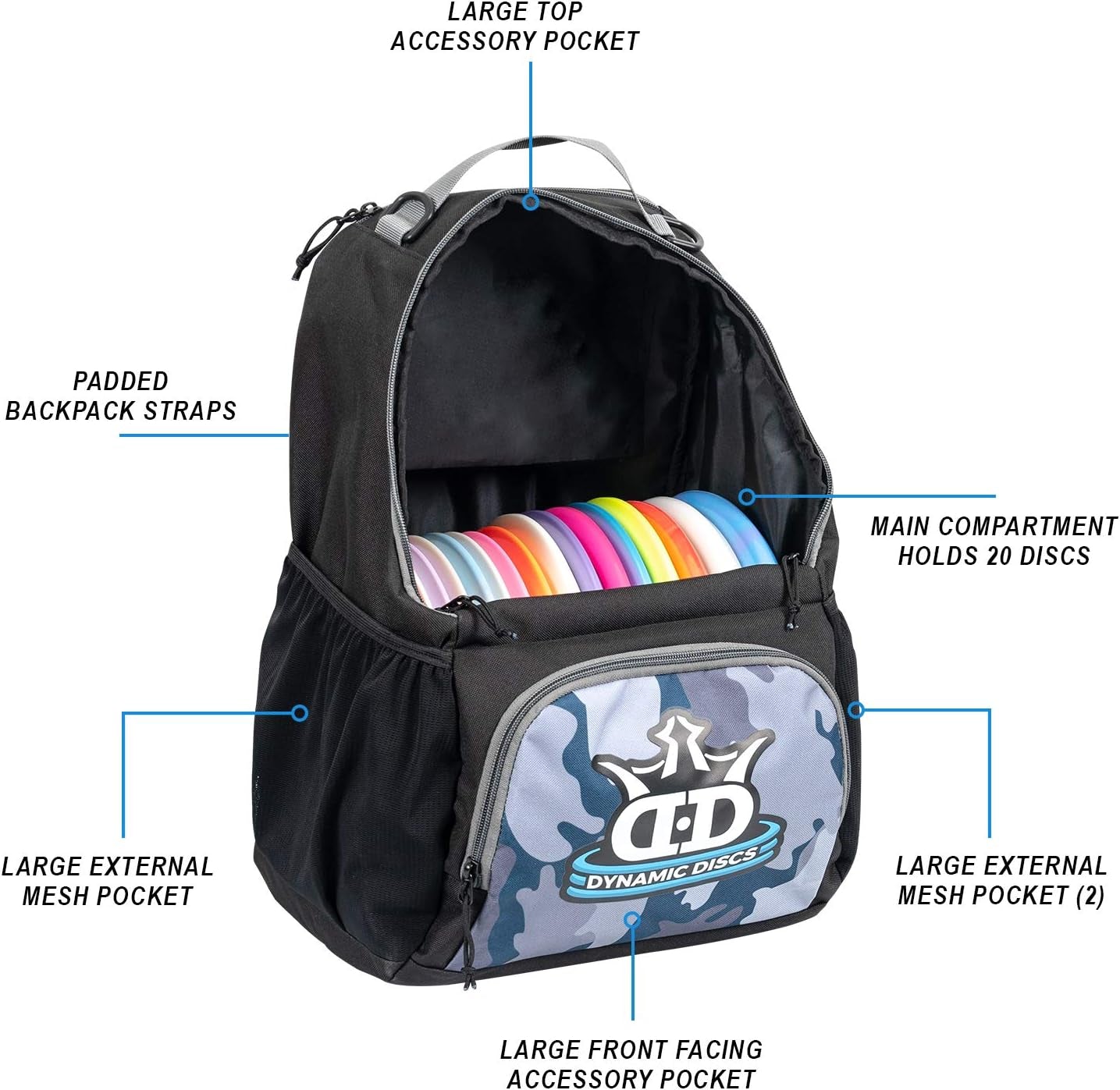 Cadet Disc Golf Bag - Lightweight, Durable & Perfect for Beginners - Holds 17+ Discs with Accessory Pouch & Water Bottle Holder - Made in the USA