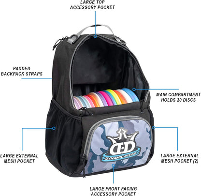 Cadet Disc Golf Bag - Lightweight, Durable & Perfect for Beginners - Holds 17+ Discs with Accessory Pouch & Water Bottle Holder - Made in the USA