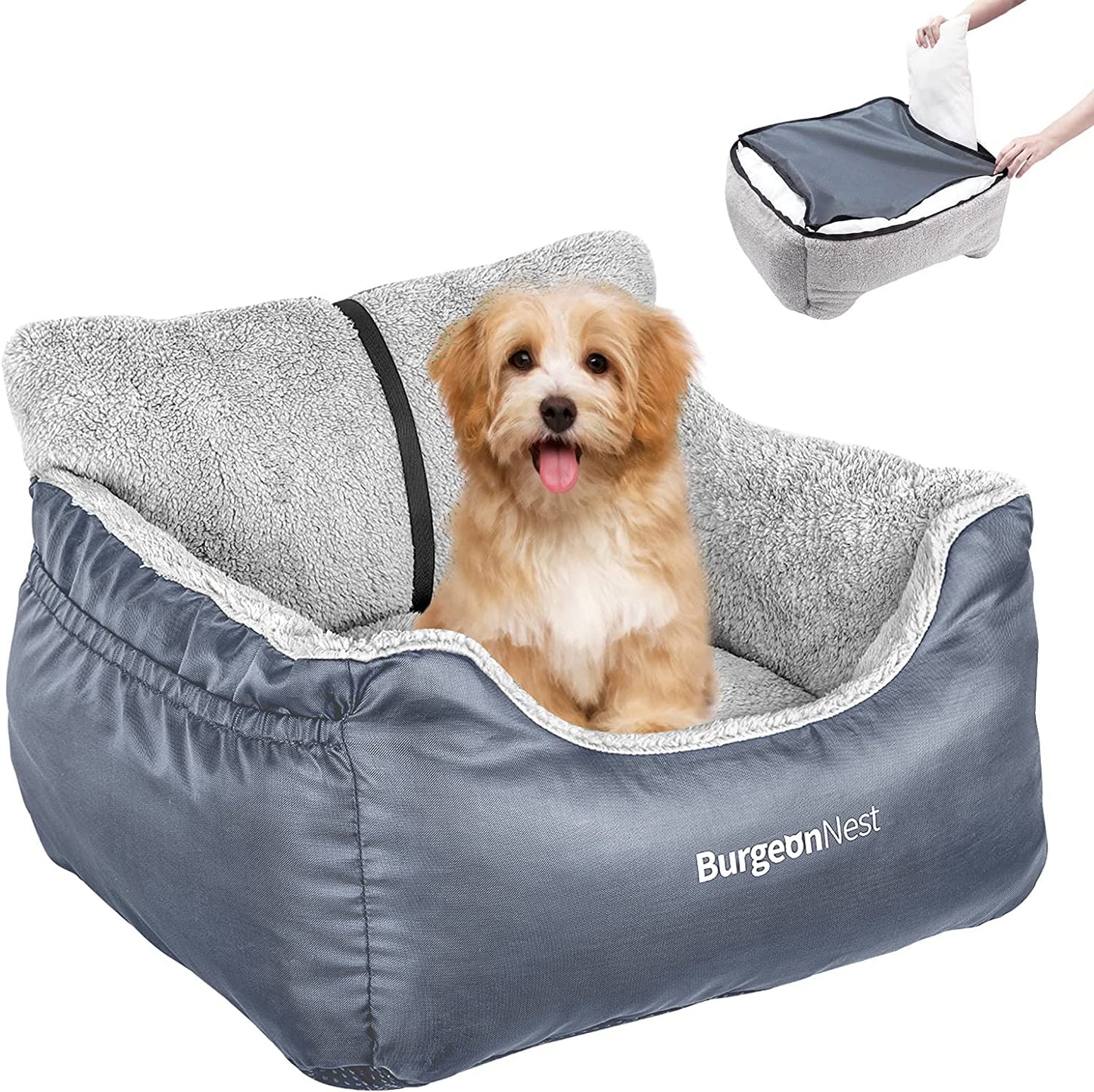 Ultimate Dog Car Seat for Small Dogs - Detachable, Washable, and Portable Booster Seat with Storage Pockets & Clip-On Leash, Perfect for Pets Under 25 Lbs!