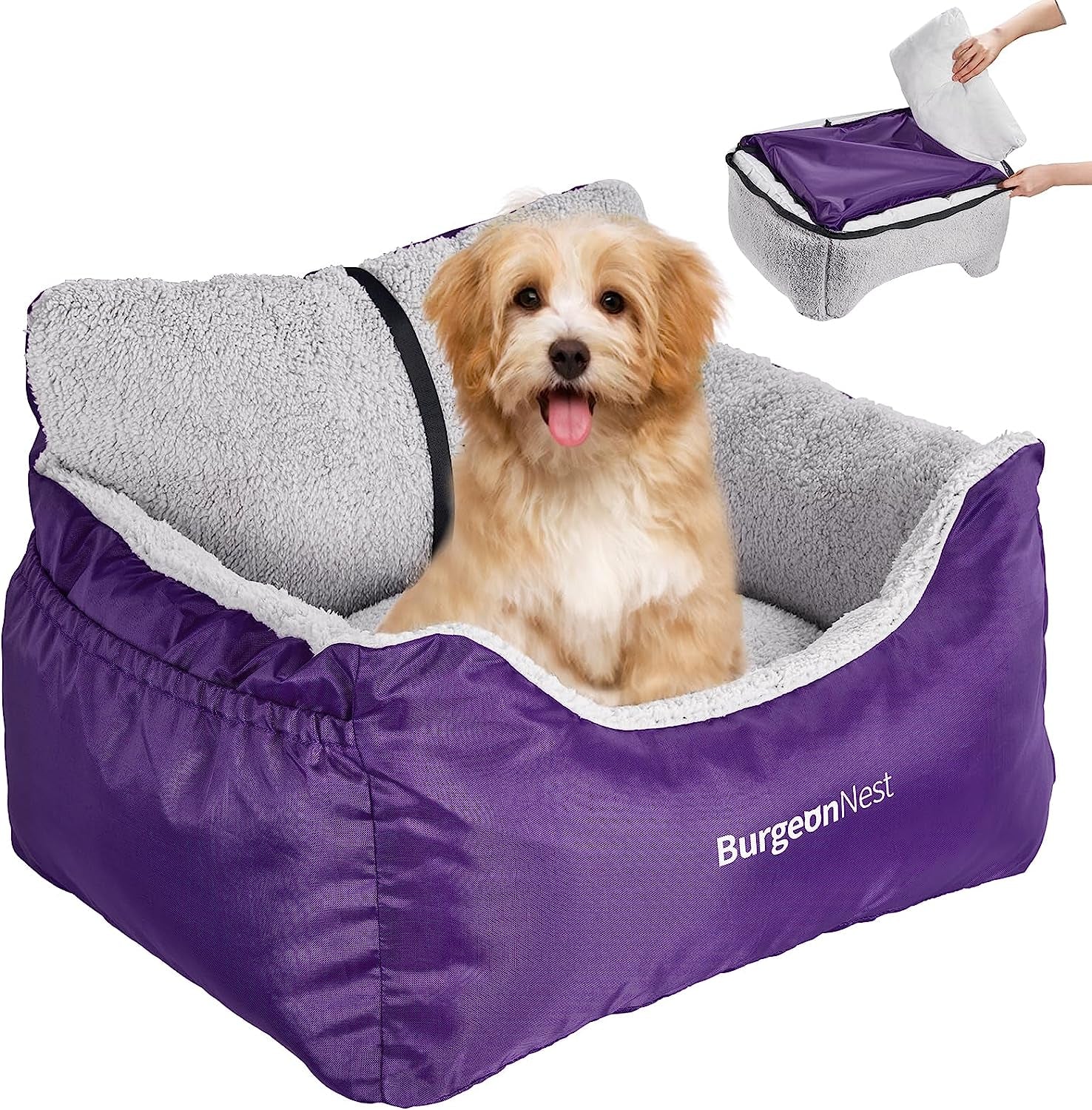 Ultimate Dog Car Seat for Small Dogs - Detachable, Washable, and Portable Booster Seat with Storage Pockets & Clip-On Leash, Perfect for Pets Under 25 Lbs!