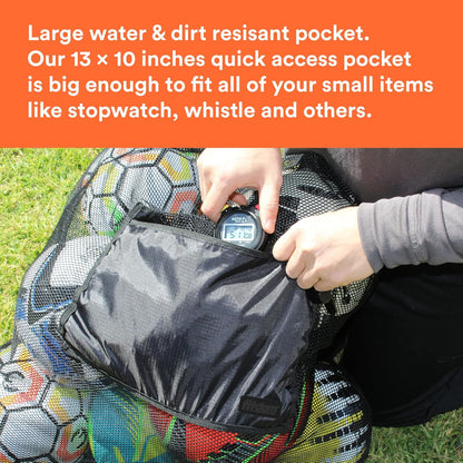 Ultimate Extra Large Heavy Duty Mesh Bag for Sports Gear - Perfect for Soccer Balls, Water Sports, Beach Essentials & Swimming Equipment - Features Adjustable Shoulder Strap & Secure Side Pocket