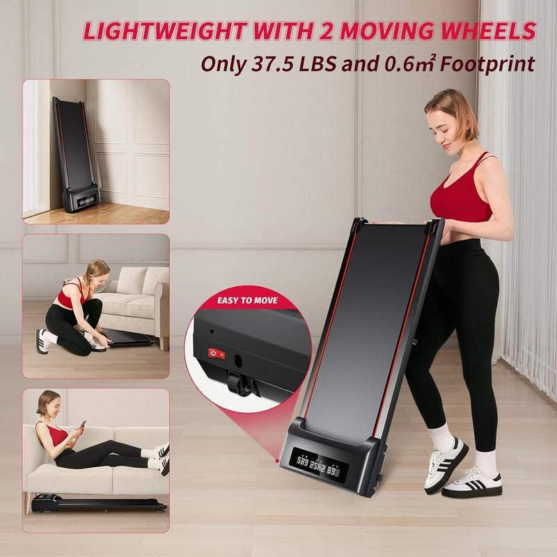 RHYTHM FUN Portable Under Desk Walking Pad Treadmill - Quiet, Remote Control, 3 LED Display, Perfect for Home & Office (5 Year Warranty)