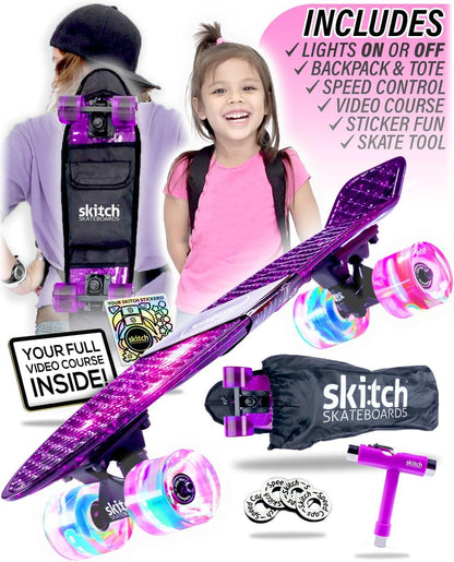 Ultimate Skateboard Gift Set for All Ages | Complete Package with Mini Cruiser, Backpack, Video Course, Speed Control & Skate Tool