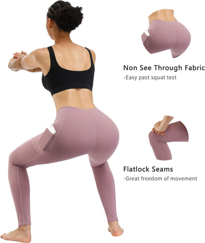 Ultimate Comfort 2-Pack High Waist Yoga Pants with Pockets - Tummy Control & 4-Way Stretch Leggings for Workouts and Running