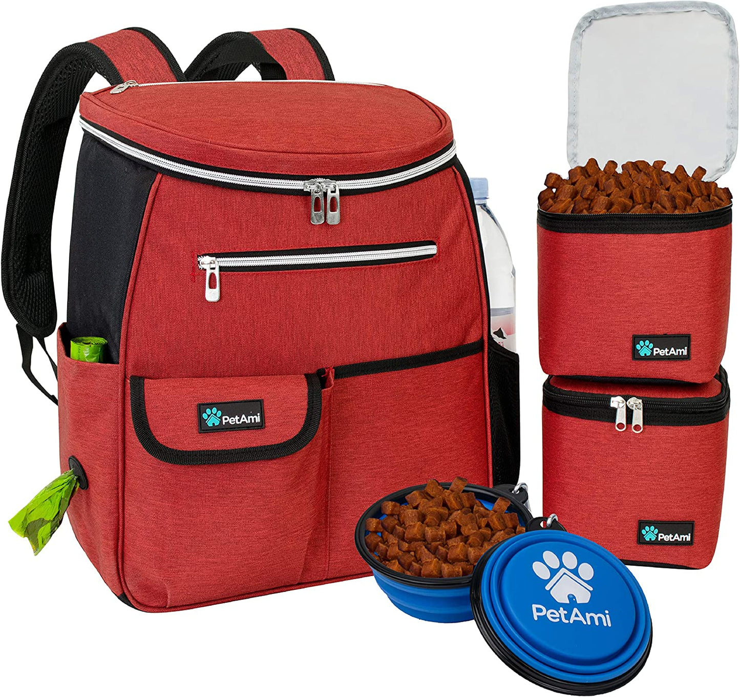 Airline Approved Dog Travel Backpack - Ultimate Pet Camping & Hiking Essentials with Food Container, Collapsible Bowls, and Diaper Bag - Perfect Gift for Dog Moms in Pink