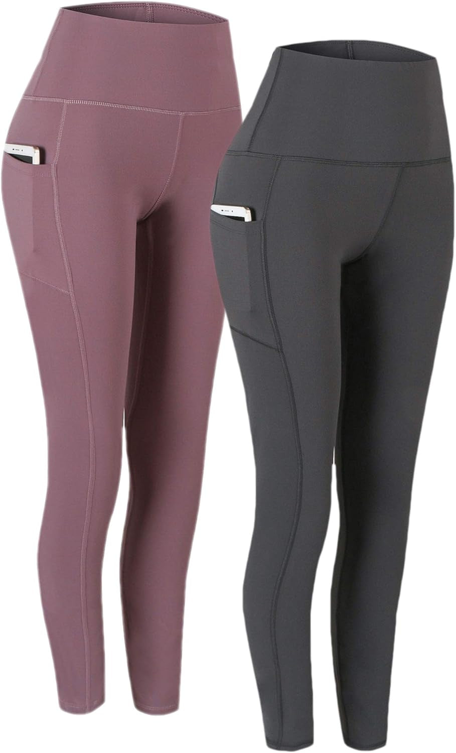 Ultimate Comfort 2-Pack High Waist Yoga Pants with Pockets - Tummy Control & 4-Way Stretch Leggings for Workouts and Running