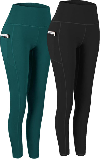 Ultimate Comfort 2-Pack High Waist Yoga Pants with Pockets - Tummy Control & 4-Way Stretch Leggings for Workouts and Running