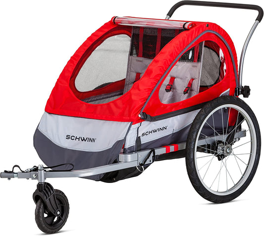 Joyrider Echo & Trailblazer Child Bike Trailer - Versatile Single/Double Seat Carrier with Canopy, Bug Screen, Weather Shield, and Air-Filled Tires