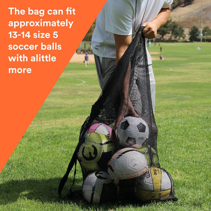 Ultimate Extra Large Heavy Duty Mesh Bag for Sports Gear - Perfect for Soccer Balls, Water Sports, Beach Essentials & Swimming Equipment - Features Adjustable Shoulder Strap & Secure Side Pocket