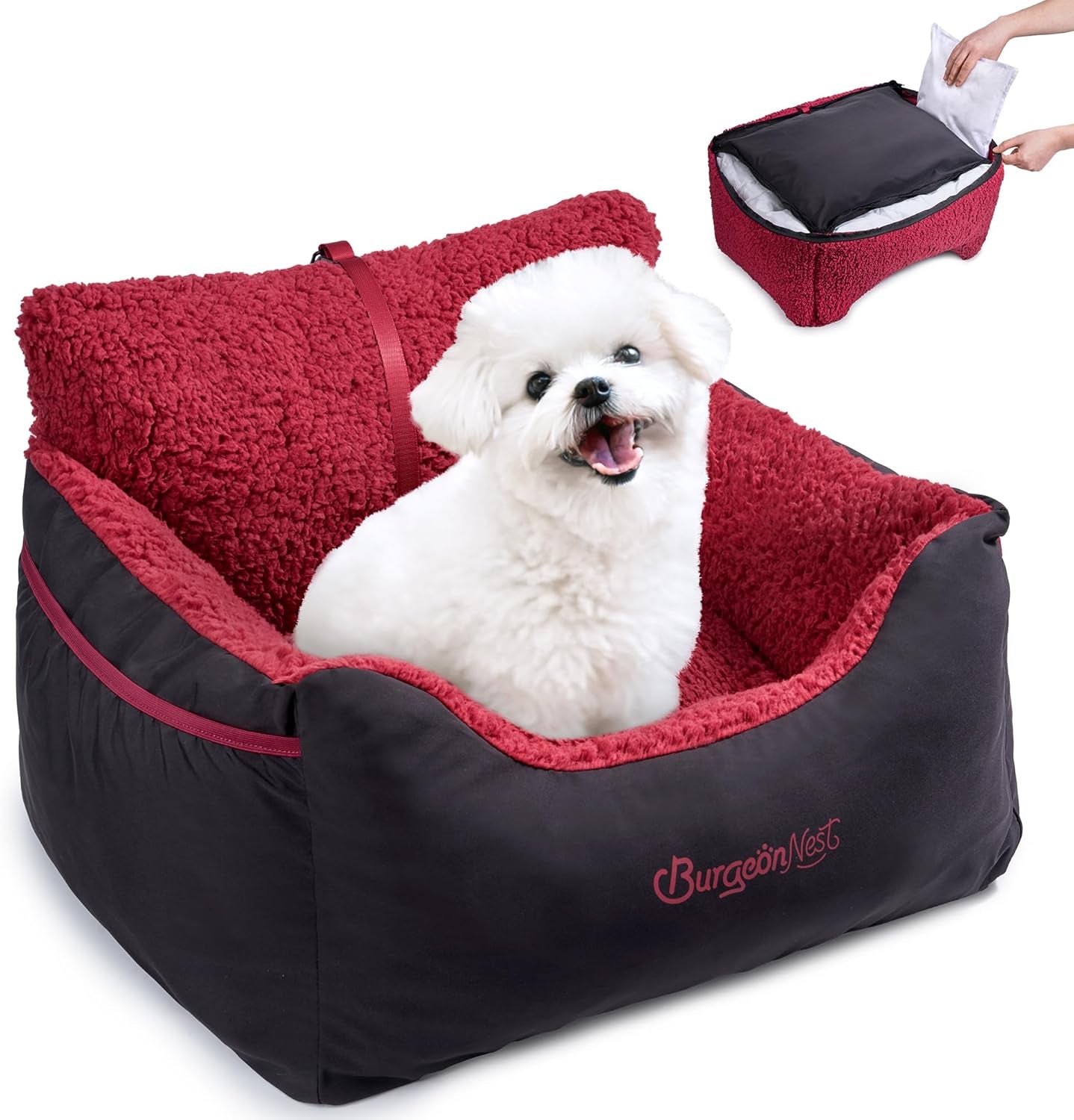 Ultimate Dog Car Seat for Small Dogs - Detachable, Washable, and Portable Booster Seat with Storage Pockets & Clip-On Leash, Perfect for Pets Under 25 Lbs!