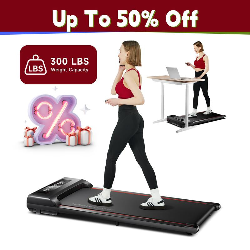 RHYTHM FUN Portable Under Desk Walking Pad Treadmill - Quiet, Remote Control, 3 LED Display, Perfect for Home & Office (5 Year Warranty)