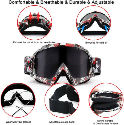 UV400 Dirt Bike & ATV Goggles - Windproof, Dustproof Motorcycle Goggles for Men, Women & Youth - Perfect for Motocross Riding!