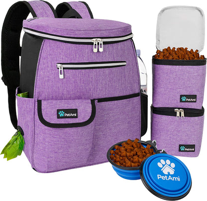 Airline Approved Dog Travel Backpack - Ultimate Pet Camping & Hiking Essentials with Food Container, Collapsible Bowls, and Diaper Bag - Perfect Gift for Dog Moms in Pink