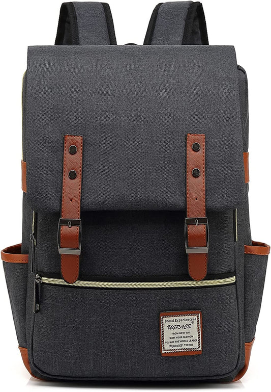 Sleek Charcoal Black Slim Business Laptop Backpack - Stylish and Durable Daypack for Men and Women, Fits Up to 15.6 Inch Laptops