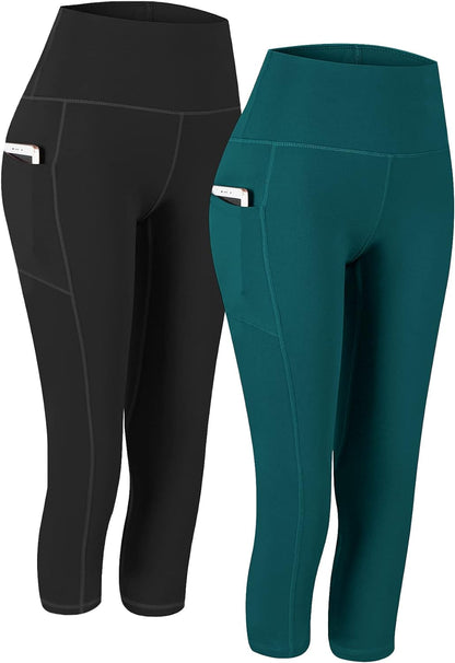 Ultimate Comfort 2-Pack High Waist Yoga Pants with Pockets - Tummy Control & 4-Way Stretch Leggings for Workouts and Running