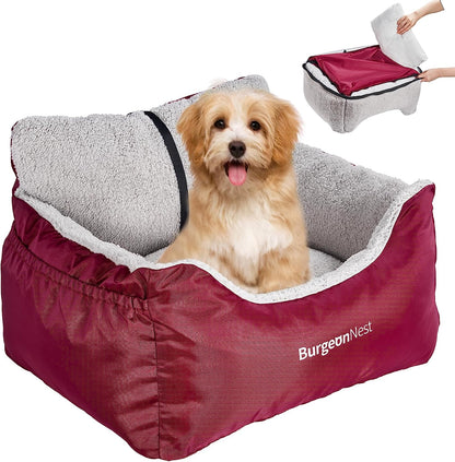 Ultimate Dog Car Seat for Small Dogs - Detachable, Washable, and Portable Booster Seat with Storage Pockets & Clip-On Leash, Perfect for Pets Under 25 Lbs!