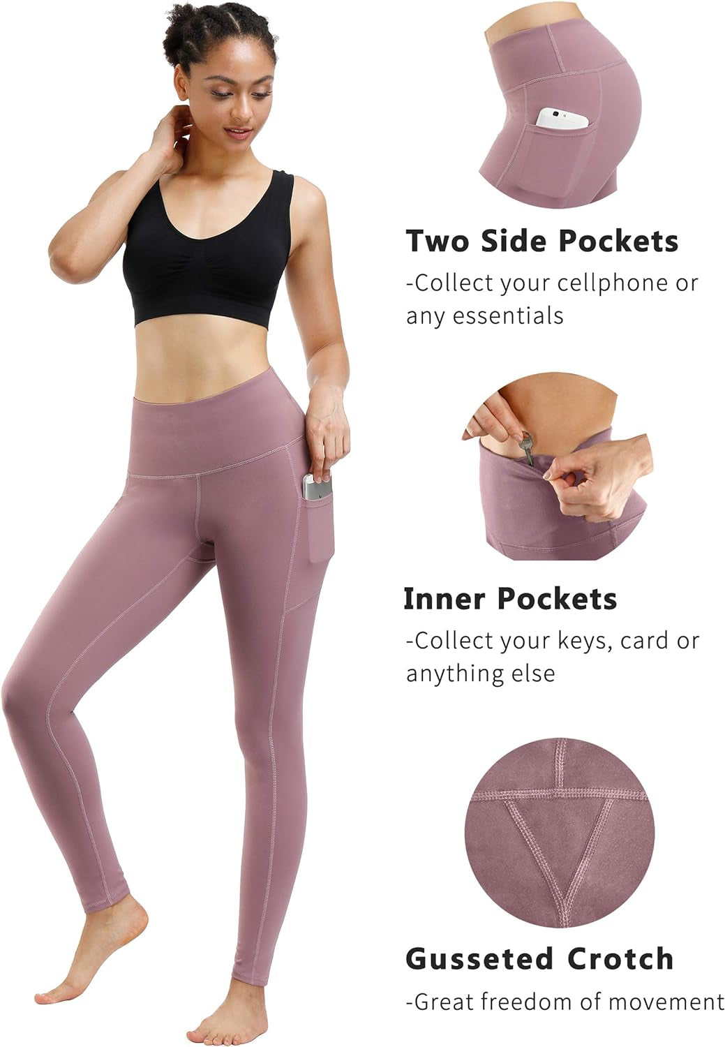 Ultimate Comfort 2-Pack High Waist Yoga Pants with Pockets - Tummy Control & 4-Way Stretch Leggings for Workouts and Running