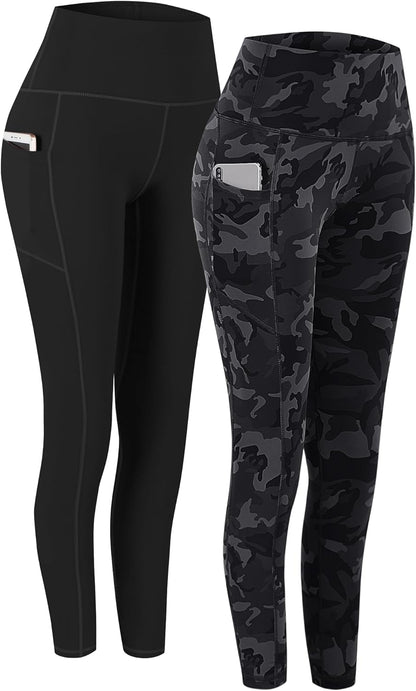 Ultimate Comfort 2-Pack High Waist Yoga Pants with Pockets - Tummy Control & 4-Way Stretch Leggings for Workouts and Running