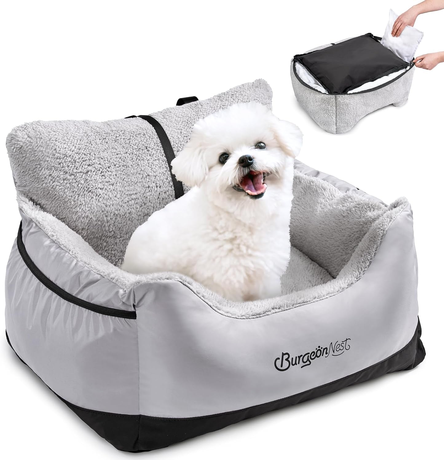 Ultimate Dog Car Seat for Small Dogs - Detachable, Washable, and Portable Booster Seat with Storage Pockets & Clip-On Leash, Perfect for Pets Under 25 Lbs!